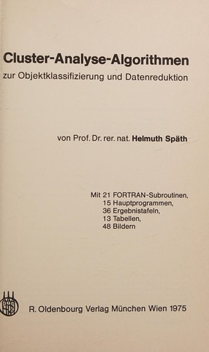 Cluster-Analyse-Algorithmen zur Objektklassifizierung und Datenreduktion