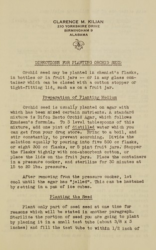 Directions for planting orchid seed