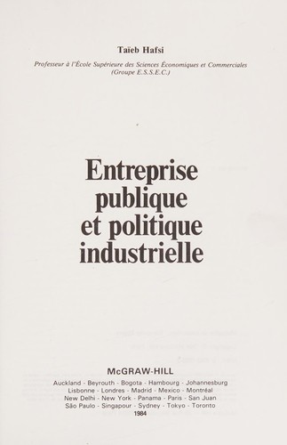 Entreprise publique et politique industrielle.