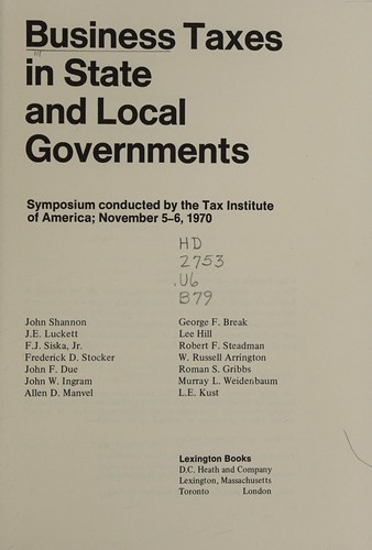 Business taxes in state and local governments