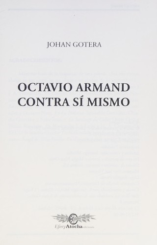 Octavio Armand contra sí mismo