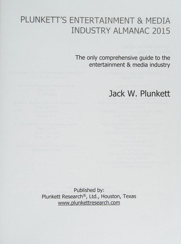 Plunkett's Entertainment and Media Industry Almanac 2015