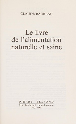 Le livre de l'alimentation naturelle et saine