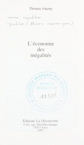 L' Economie des inégalités