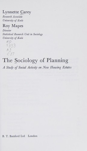 The sociology of planning