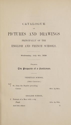 Pictures and drawings principally of the English and French schools
