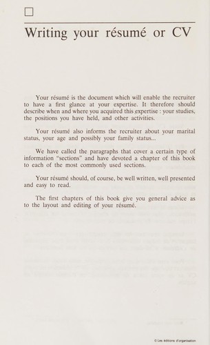 Votre CV en anglais et en français =