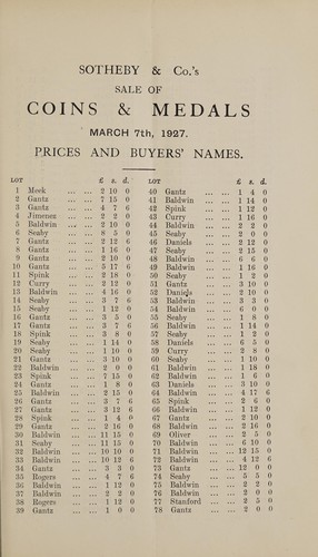 Catalogue of Greek, English and foreign coins, 18th and 19th century tokens, war and other medals, and military accoutrements