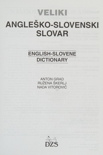 Veliki angleško-slovenski slovar =