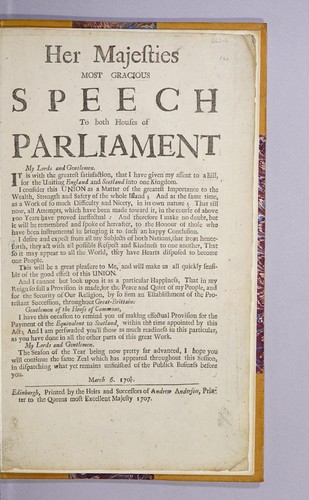 Her Majesties most gracious speech to both houses of Parliament..