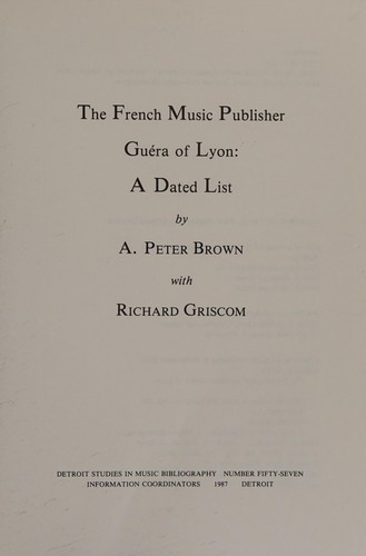 The French music publisher Guéra of Lyon