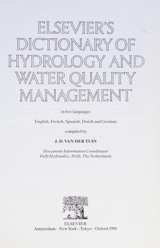 Elsevier's dictionary of hydrology and water quality management