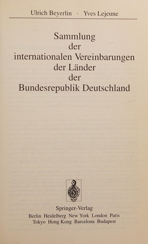 Sammlung der internationalen Vereinbarungen der Länder der Bundesrepublik Deutschland