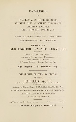 Italian & Chinese bronzes, Chinese blue & white porcelain, Meissen figures, fine English porcelain; embroideries and carpets, important old English walnut furniture