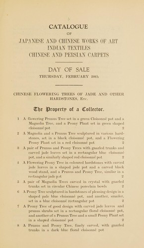 Japanese lacquer, metal work; cloisonné enamel; Indian textiles, Persian and Caucasian rugs; Chinese woollen carpets and rugs