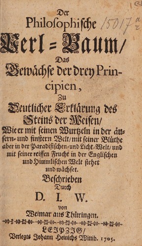 Schlüssel zu dem Cabinet der geheimen Schatz-Kammer der Natur, zur Such-und Findung des Steins der Weisen, durch Fragen und Antwort gestellet