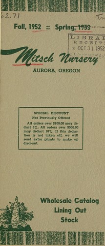 Wholesale catalog, lining out stock