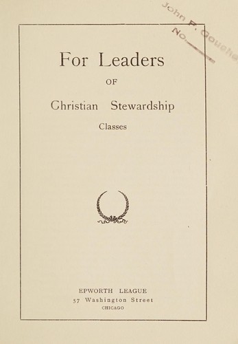 For leaders of Christian stewardship classes