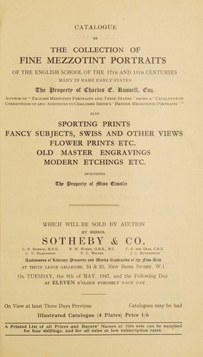 The collection of fine mezzotint portraits of the English school of the 17th and 18th centuries; sporting prints, fancy subjects, Swiss and other views, flower prints etc., old master engravings, modern etchings etc