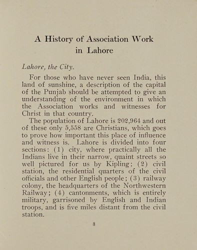 A history of association work in Lahore