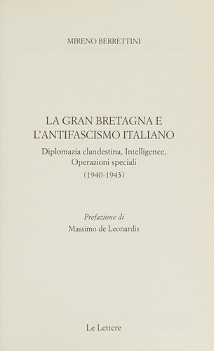 La Gran Bretagna e l'antifascismo italiano