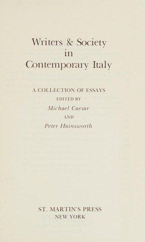 Writers & society in contemporary Italy