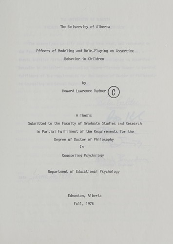 Effects of modeling and role-playing on assertive behavior in children