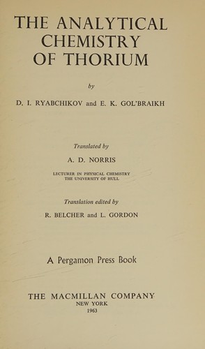 Analytical chemistry of thorium