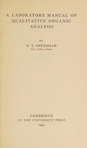 Qualitative Organic Analysis