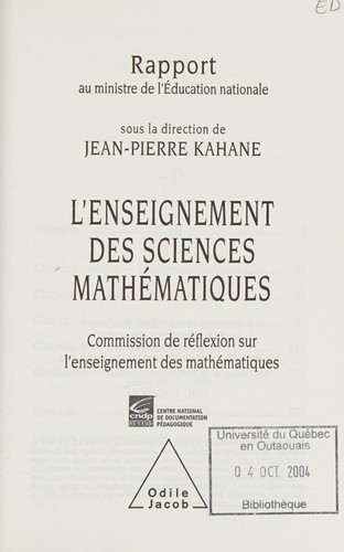 L'Enseignement des sciences mathématiques