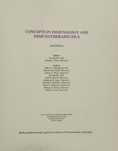 Concepts in immunology and immunotherapeutics