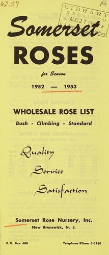 Somerset roses for season 1952 - 1953