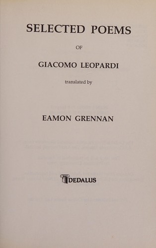 Selected poems of Giacomo Leopardi