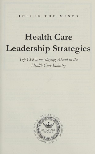 Health care leadership strategies