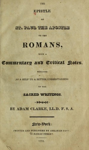 The Epistle of St. Paul the apostle to the Romans