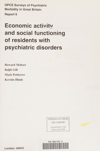 Economic activity and social functioning of residents with psychiatric disorders