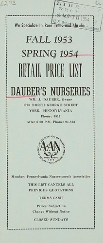 Fall 1953, spring 1954, retail price list