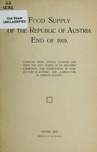 Food supply of the Republic of Austria end of 1919