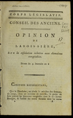 Opinion de Laboissie  re sur la re solution relative aux domaines conge ables