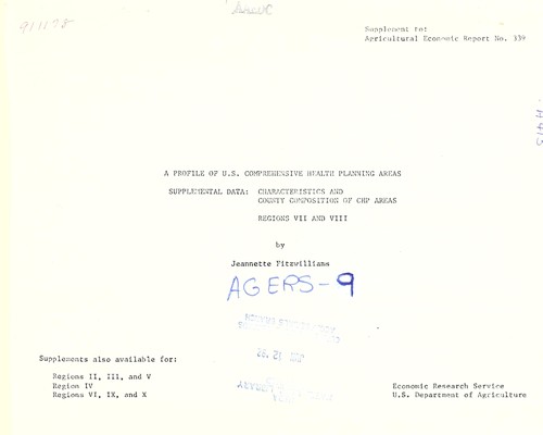 A profile of U.S. comprehensive health planning areas : supplemental data