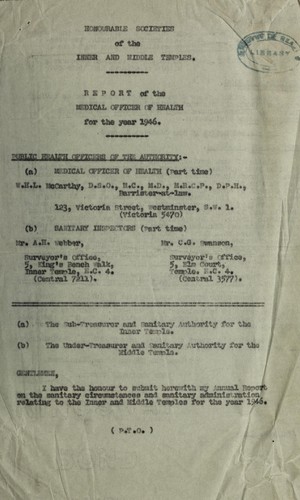 Report of the Medical Officer of Health for the year 1946