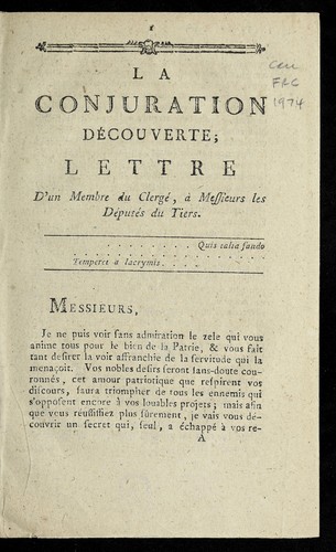La conjuration de couverte