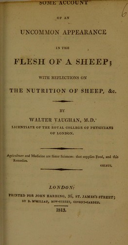 Some account of an uncommon apperance in the flesh of a sheep; with reflections on the nutrition of sheep, &c