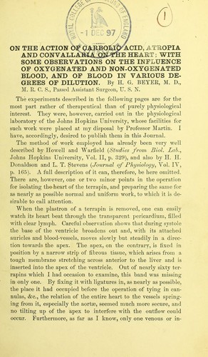 On the action of carbolic acid, atropia and convallaria on the heart