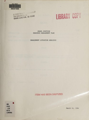 Grand Junction Resource Management Plan