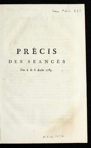 Pre cis des seances des 5 & 6 aou t 1789