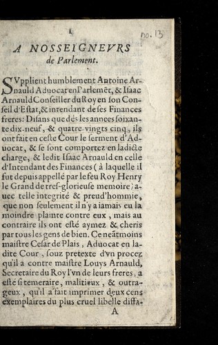 A nos seignevrs de Parlement ...
