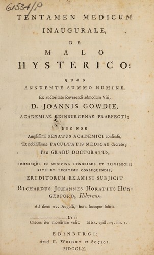 Tentamen medicum inaugurale, de malo hysterico