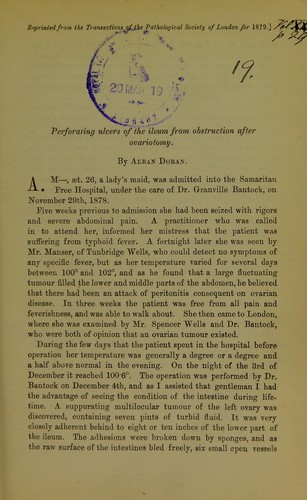 Perforating ulcers of the ileum from obstruction after ovariotomy