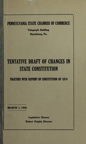 Tentative draft of changes in state Constitution
